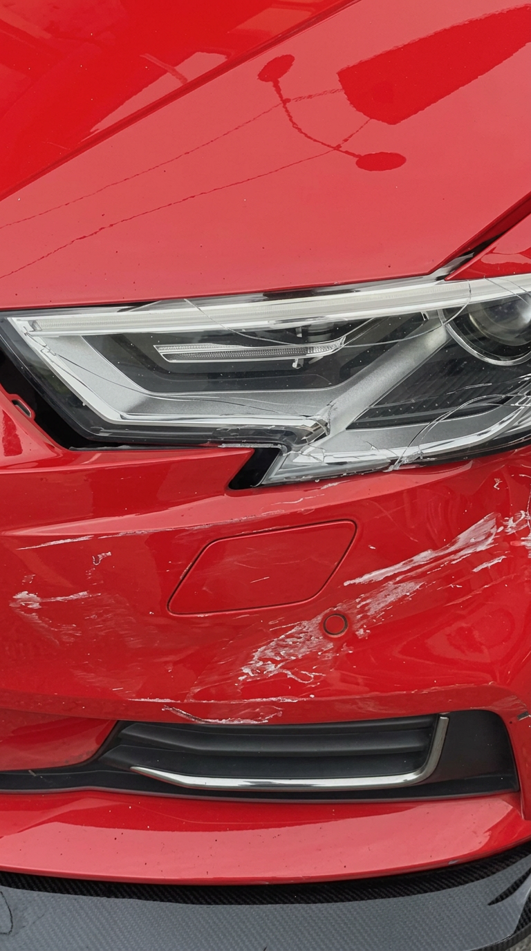 Audi A3 avant réparation — pare-chocs rayé